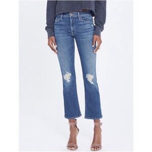 MOTHER The Outsider Crop Flare Crazy Like A Fox Midrise Midwash Denim Jeans 27